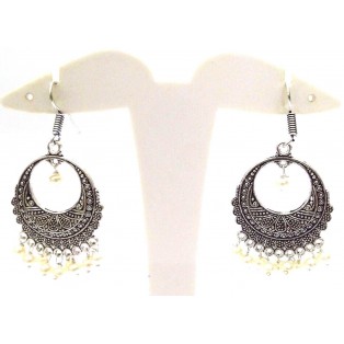 Silver Oxidized Earring Jhumka Jhumki Imitation Ethnic Jewelry Long Dangle AE32